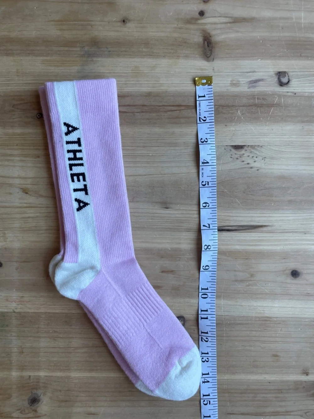 Athleta Light Pink Crew Socks with Cream Accents NEW